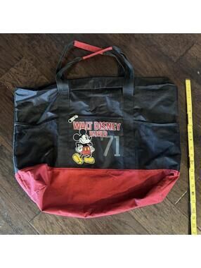 Disney Parks Walt Disney World '71 Mickey Mouse Large Tote Bag Black Red